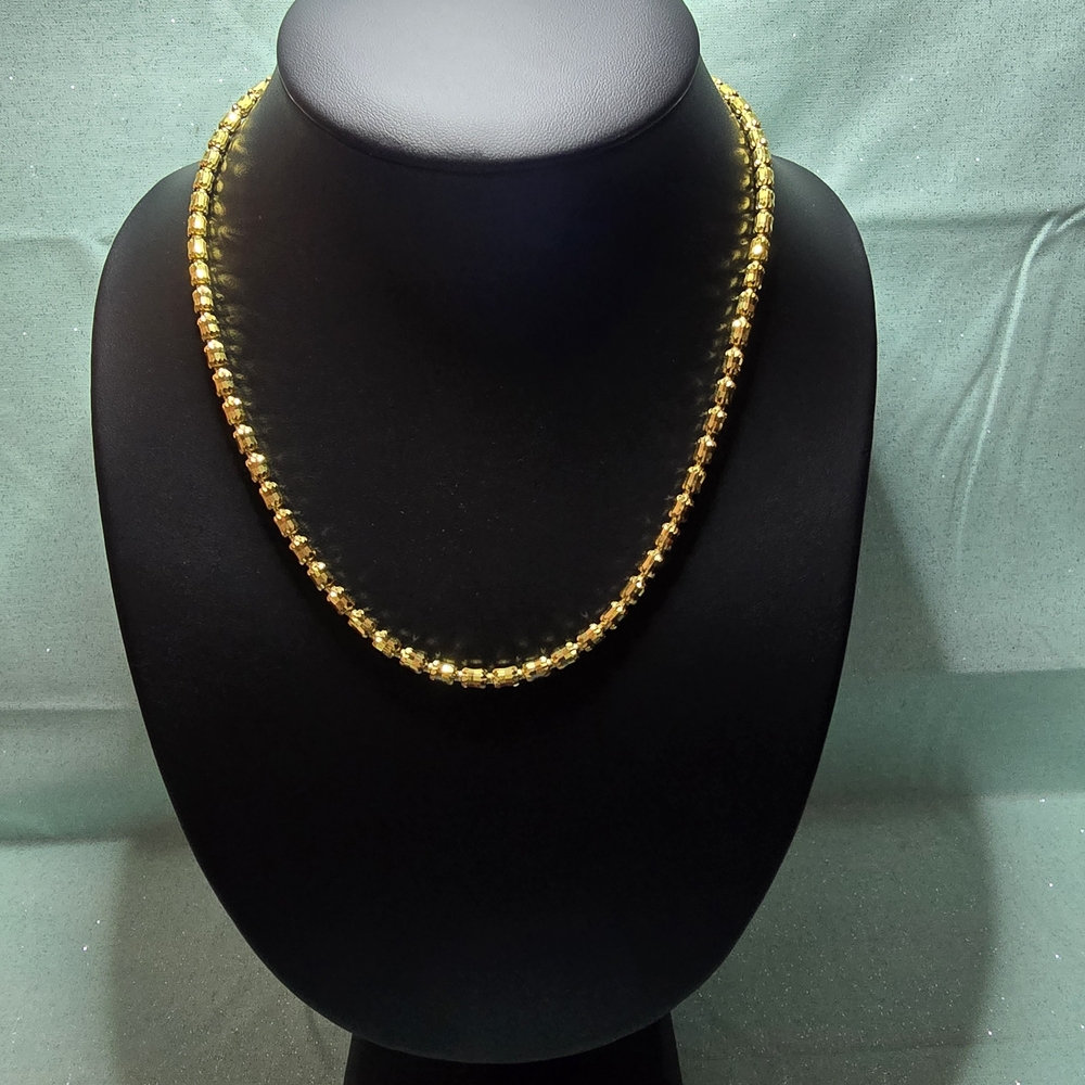 NWOT - 18" - 14k Gold Over 925 Sterling Silver - Ice Cut - Barrel Link Necklace